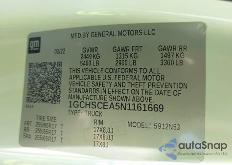 2022 Chevrolet Colorado 2Wd Long Box Lt из США, поврежденный, VIN 1GCHSCEA5N1161669